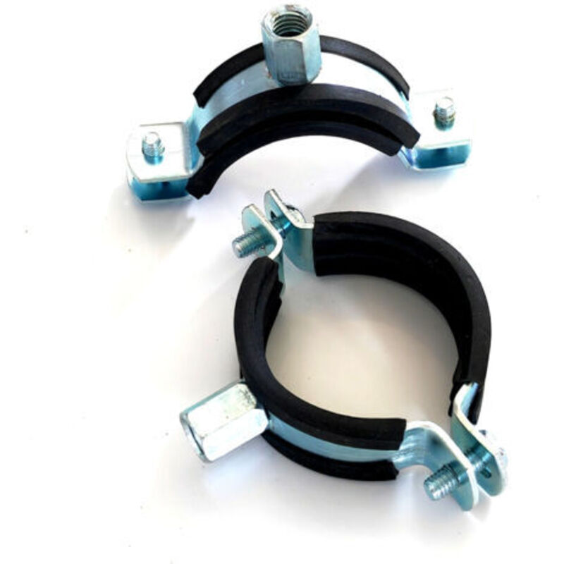 foto del prodotto odipie fascetta stringitubo in gomma nera da 63 mm, supporto in due pezzi con attacco a parete m8, supporto per tubo, anello di sospensione diviso
