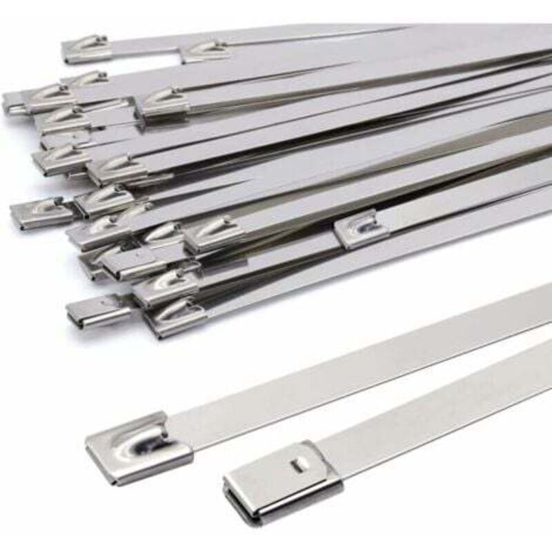 foto del prodotto odipie fascette metalliche 4,6 x 300 mm, fascette in acciaio inossidabile color argento, confezione da 100 fascette metalliche