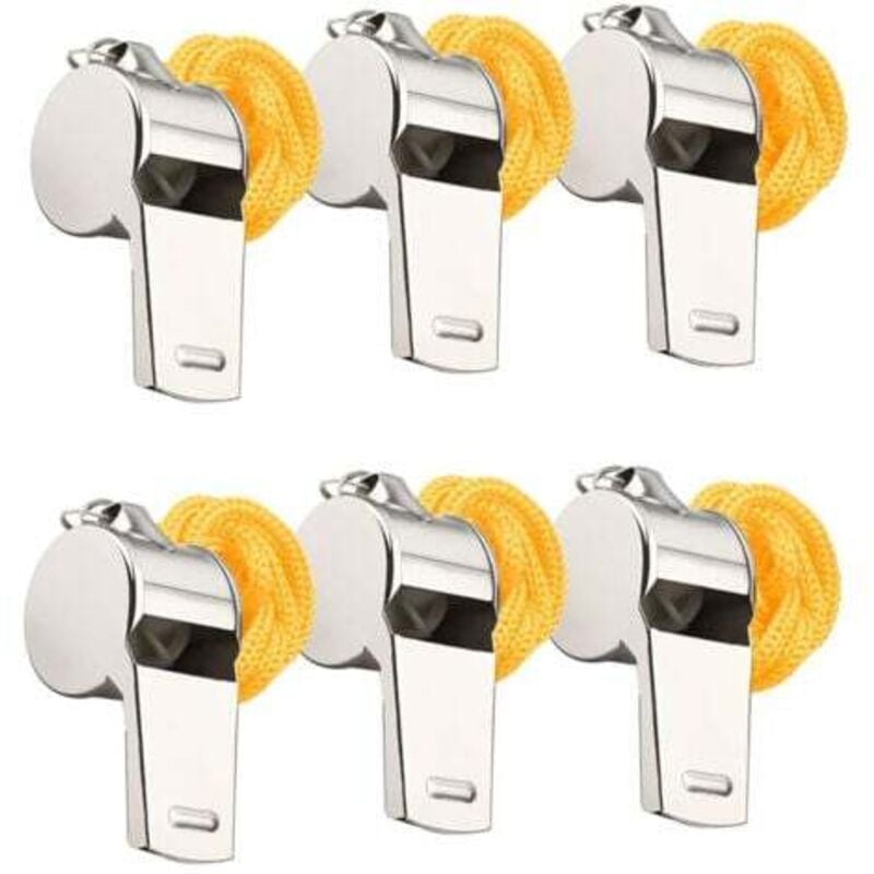 foto del prodotto odipie fischietti in acciaio inox, fischietti sportivi con cordino in metallo e cordino in nylon staccabile per allenatori sportivi, basket e calcio