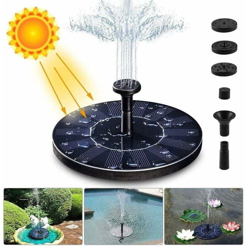 foto del prodotto odipie - fontane per laghetti ornamentali pompa per fontana solare, pompa per acqua solare 1,4 w 150 l/h (massimo 70 cm) + 4 ugelli, mini pompa