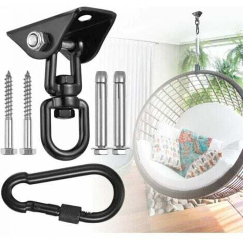 foto del prodotto odipie gancio da soffitto per sedia sospesa girevole a 360 , altalena, sospensione, gancio con viti per cemento, legno, parco giochi, portico,