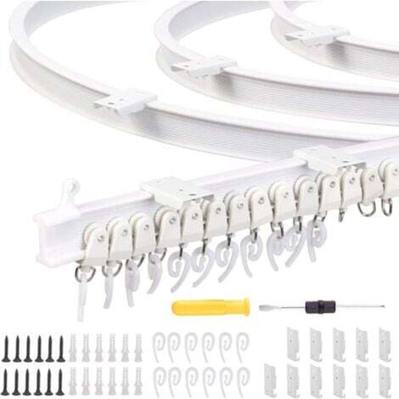 foto del prodotto odipie kit binario per tenda da soffitto, binario flessibile per tenda da soffitto 3m, binario flessibile per tenda con 26 ganci e 26 pulegge per