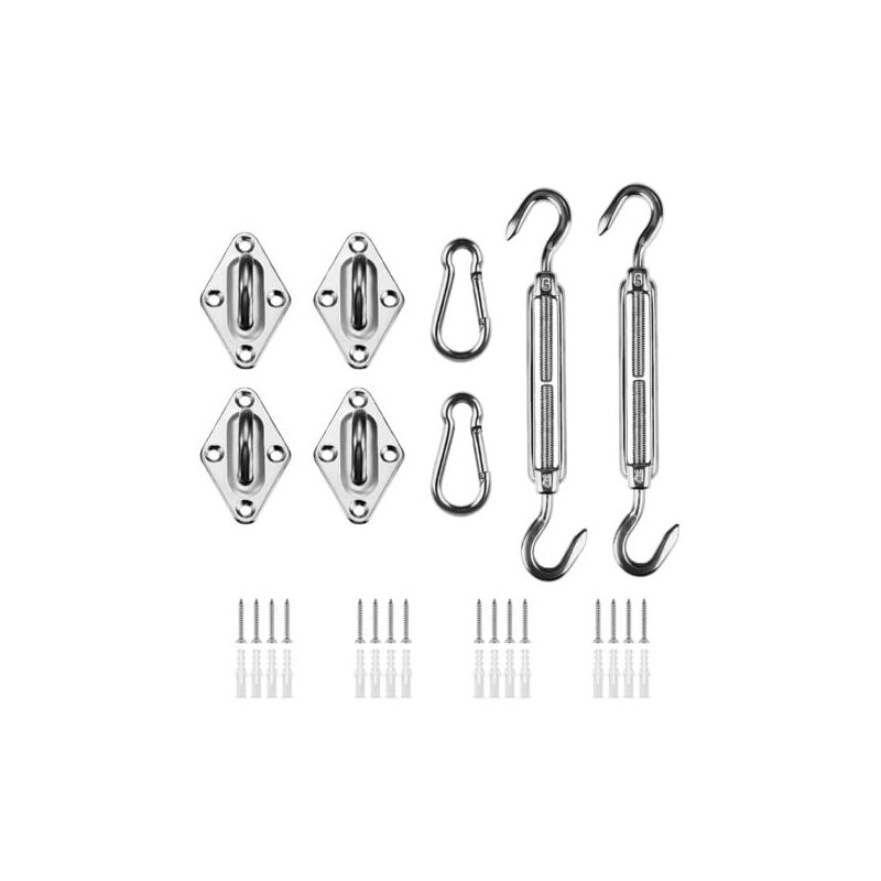 foto del prodotto odipie kit di fissaggio per vela ombreggiante, kit di fissaggio per vela ombreggiante in acciaio inossidabile per triangolo e quadrato, rettangolo,