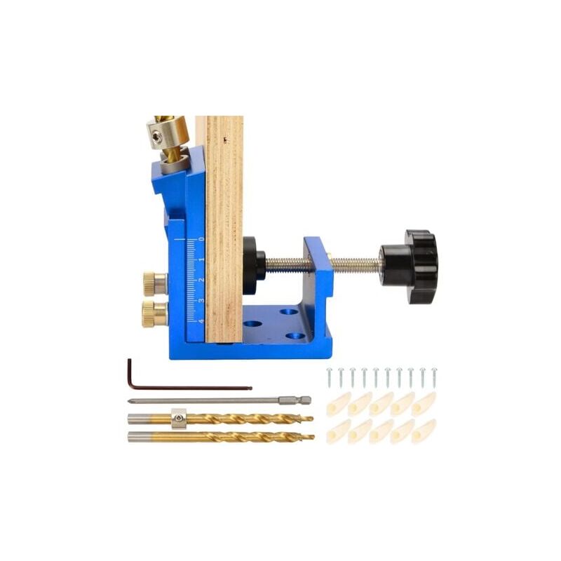 foto del prodotto odipie kit di fori tascabili, dispositivo di foratura per viti tascabili in metallo da 15 gradi, set di sistema di fori per tasselli tascabili,