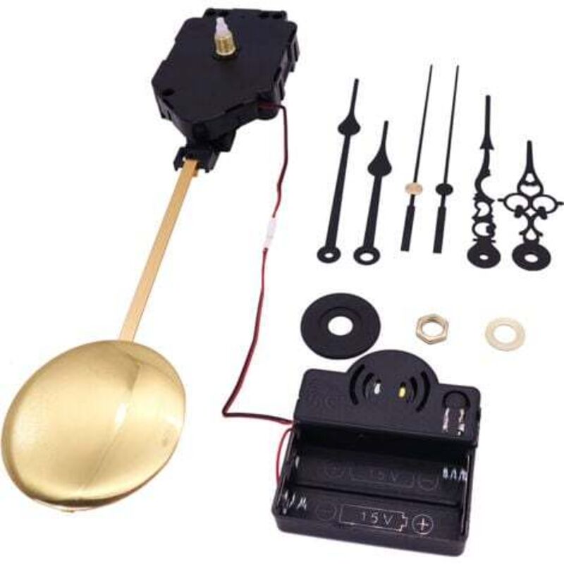 foto del prodotto odipie kit movimento orologio al quarzo, lunghezza albero 17 mm, con 2 paia di lancette e pendolo