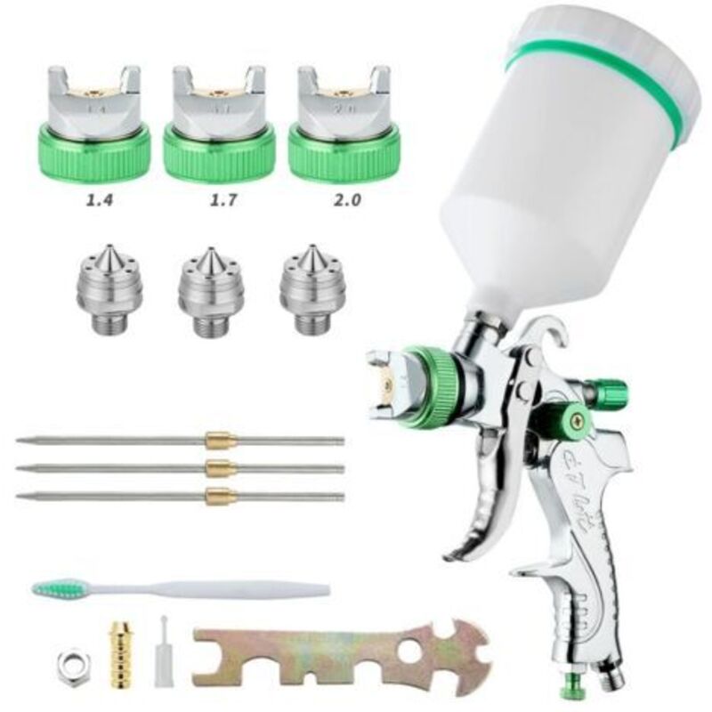 foto del prodotto odipie kit pistola a spruzzo ad aria ad alta pressione professionale, pistola per verniciatura pneumatica a gravit hvlp da 600 cc, 1,4 mm 1,7
