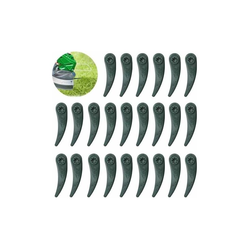 foto del prodotto odipie lame di ricambio per tosaerba, confezione da 24 lame piatte per tosaerba, lame a mezzaluna in plastica, lame per tosaerba in abs, verde
