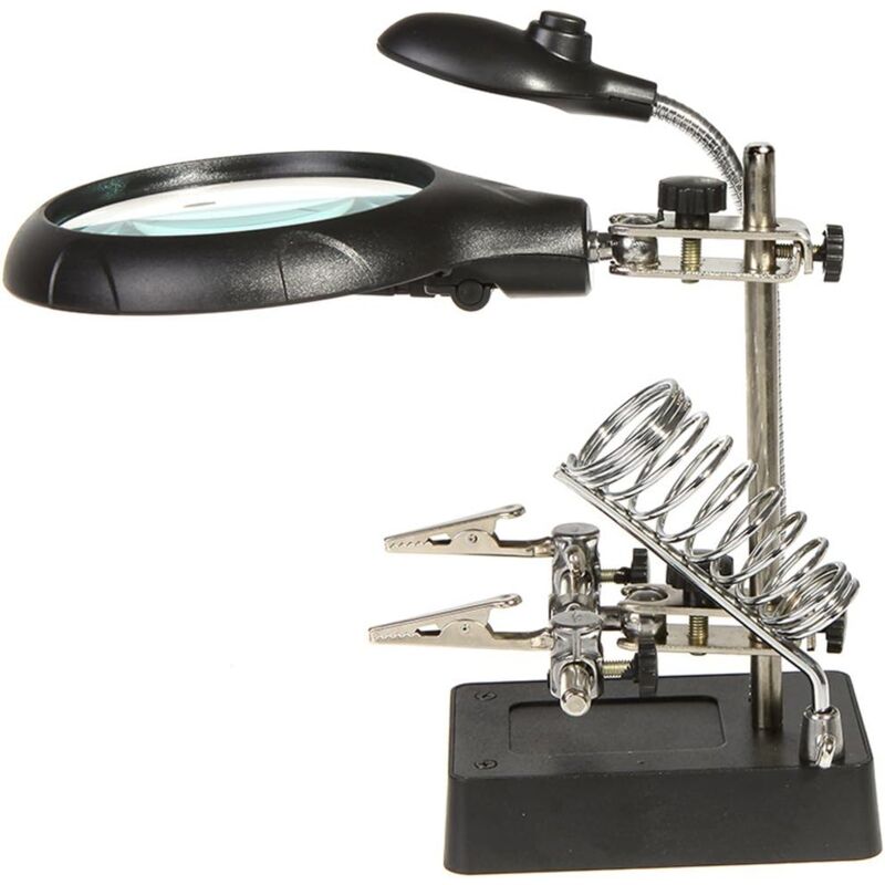 immagine 0 del prodotto odipie lente d ingrandimento da supporto 2,5x 7,5x 10x con luci led, tipo lampada da scrivania, supporto ausiliario, morsetti per supporto e clip a
