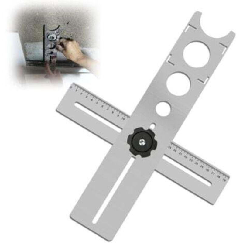 foto del prodotto odipie localizzatore di fori regolabile, utensile per piastrellatura, righello, localizzatore di piastrellatura, righello di misurazione