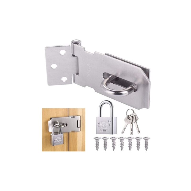 foto del prodotto odipie lucchetto con viti, lucchetto con chiave in acciaio inox, resistente, impermeabile, per camera da letto, patio, giardino bianco 