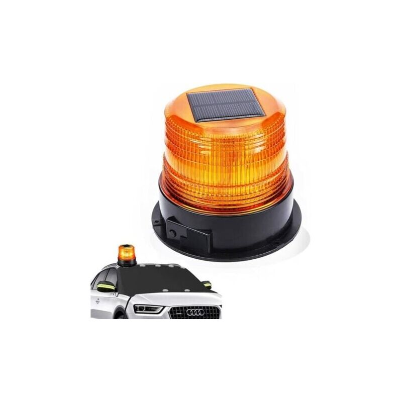 foto del prodotto odipie luce lampeggiante a led solare usb 12v, lampeggiante magnetizzato per auto, camion, wireless, super luminoso, 1 pezzo