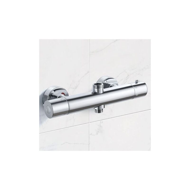 foto del prodotto odipie miscelatore termostatico per colonna, rubinetto doccia in ottone, alto g3 4 bsp basso g1 2 bsp