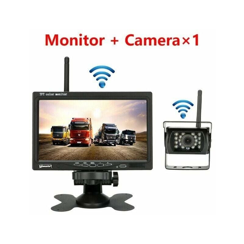 foto del prodotto odipie monitor lcd da 7 pollici per telecamera di retromarcia per veicoli wireless per camion, autobus, camper, rimorchio, escavatore 12v 24v
