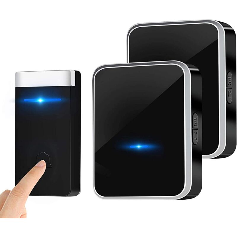 foto del prodotto odipie non sono necessarie batterie campanello senza fili, kit campanello elettronico impermeabile con 2 ricevitori plug in, portata 150m, 45