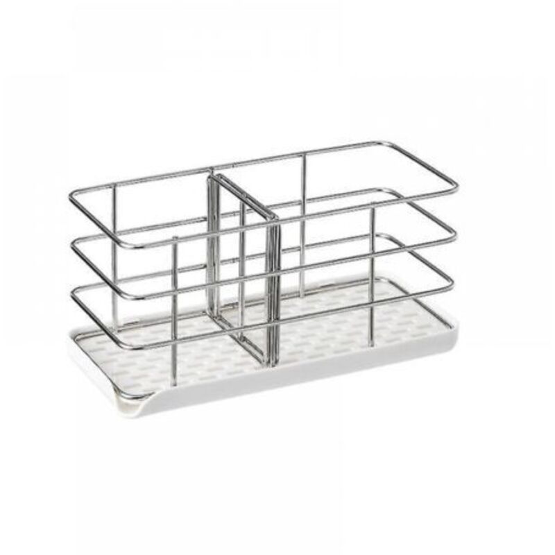 foto del prodotto odipie organizer per lavello, organizer da cucina, porta spugna con vaschetta di scarico, organizer per lavello da cucina in acciaio inox, argento