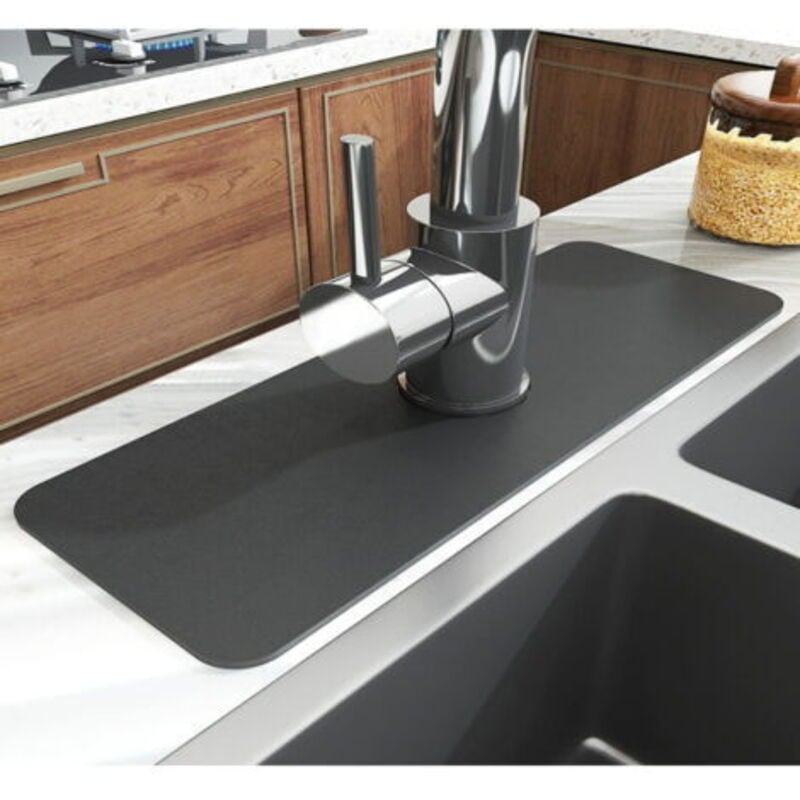 immagine 0 del prodotto odipie paraspruzzi 38 x 13,8 cm grigio scuro paraspruzzi per rubinetto del lavandino 1 tappetino super assorbente ad asciugatura rapida