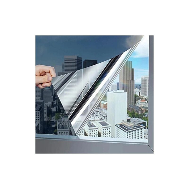 foto del prodotto odipie pellicola per finestre, protezione solare, autoadesiva, antistatica, effetto specchio, protezione solare e anti uv, nera, 60 cm x 100 cm