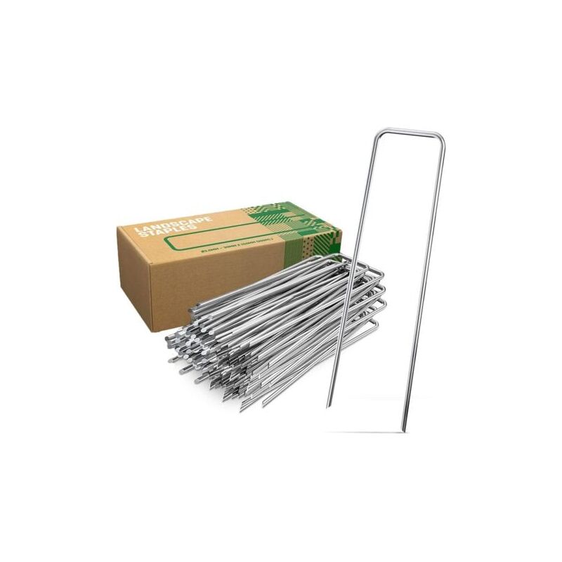 foto del prodotto odipie picchetti da terra in acciaio zincato 200 pezzi robusti picchetti da terra per tessuti anti erbacce, maglie e reti 150 mm di
