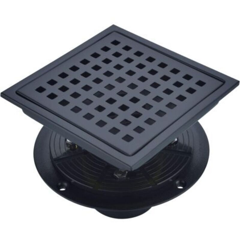foto del prodotto odipie piletta di scarico per doccia quadrata da 6 150 mm , acciaio inossidabile 304, con kit flangia di scarico, nero opaco