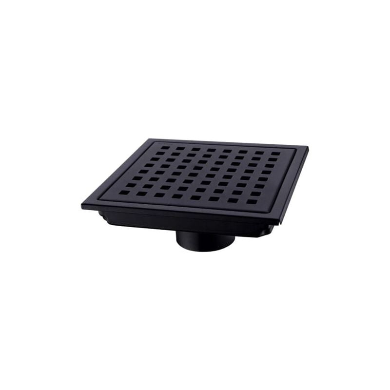 foto del prodotto odipie piletta doccia quadrata con griglia inox removibile finitura placcata nera 15 cm