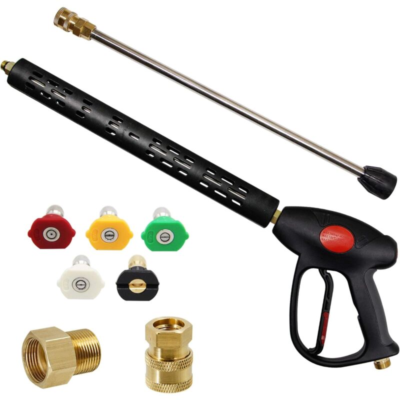 foto del prodotto odipie pistola idropulitrice di ricambio con estensione da 16 pollici, 4000 psi, pistola idropulitrice con raccordo m22 15mm o m22 14mm, 5 punte