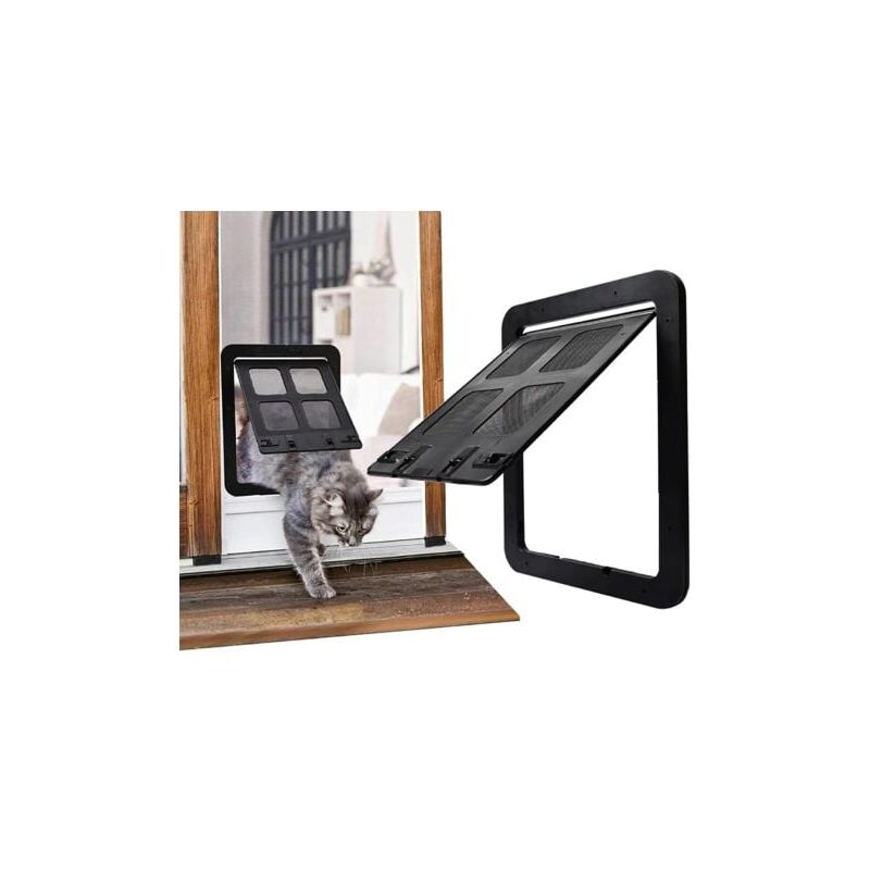foto del prodotto odipie porta per cani e gatti con sportello magnetico bloccabile, chiusura magnetica resistente per porte scorrevoli esistenti, finestra s