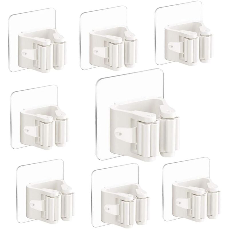 foto del prodotto odipie porta scopa da parete porta scopa autoadesivo montaggio a parete 8 pezzi clip porta scopa senza foratura per cucina bagno giardino bianco 