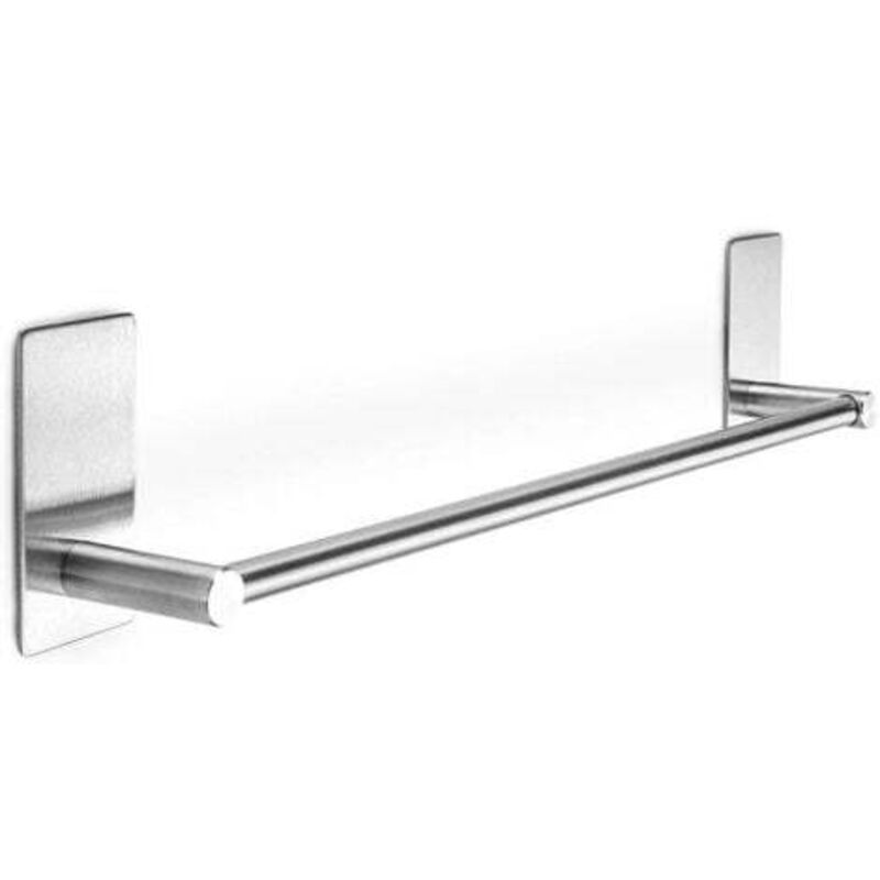 foto del prodotto odipie portasciugamani autoadesivo per bagno o cucina in acciaio inox, finitura acciaio inox spazzolato 40 cm