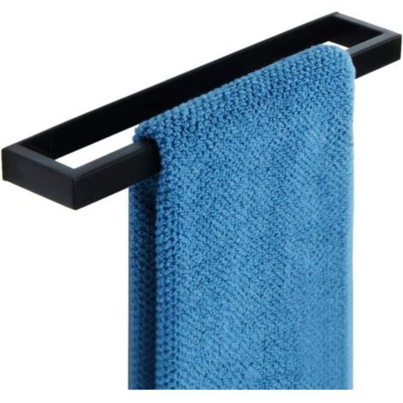 foto del prodotto odipie portasciugamani da bagno anti foratura, anello adesivo da 30 cm, nero opaco, acciaio inox 304, montaggio a parete