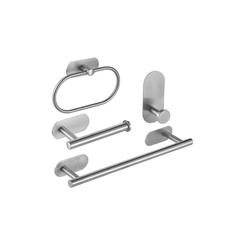 foto del prodotto odipie portasciugamani da bagno da 4 pezzi, kit di accessori da bagno senza bisogno di forare, adesivo 3m e barra portasciugamani senza bisogno di