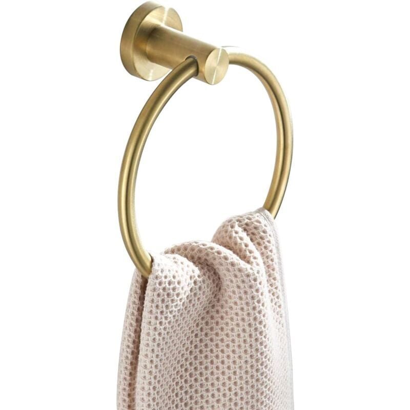 foto del prodotto odipie - portasciugamani da parete in acciaio inossidabile, finitura oro spazzolato, anello portasciugamani, colore oro