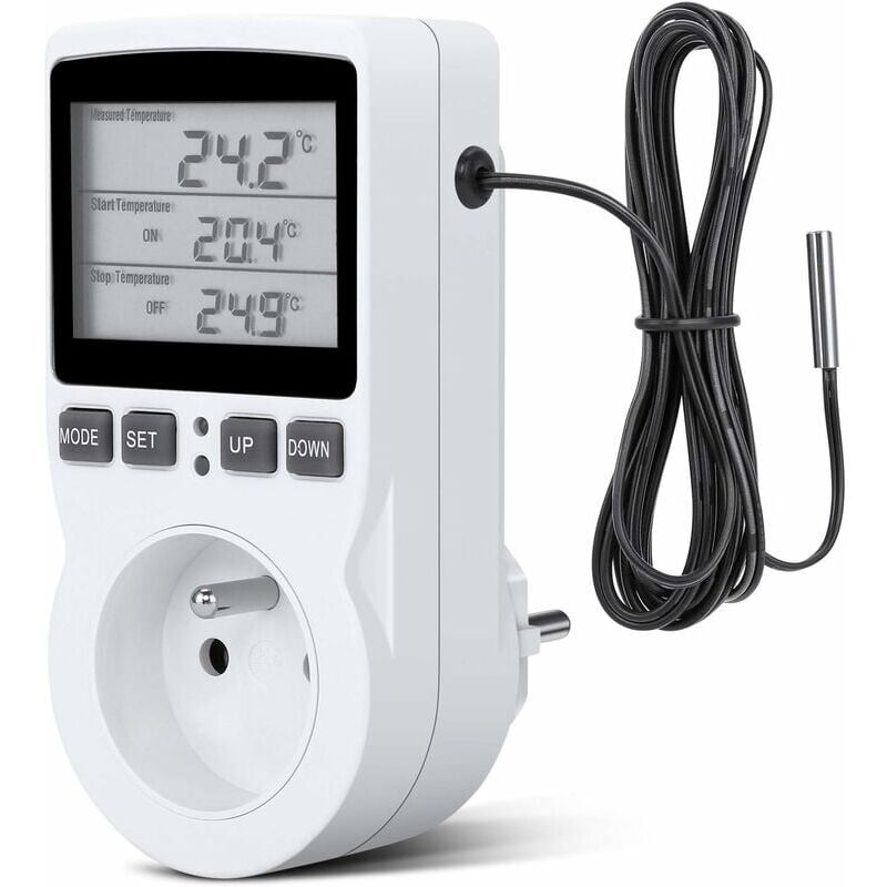 foto del prodotto odipie presa termostato, presa timer digitale, presa programmabile digitale con sonda, timer digitale programmabile, presa termostato riscaldamento