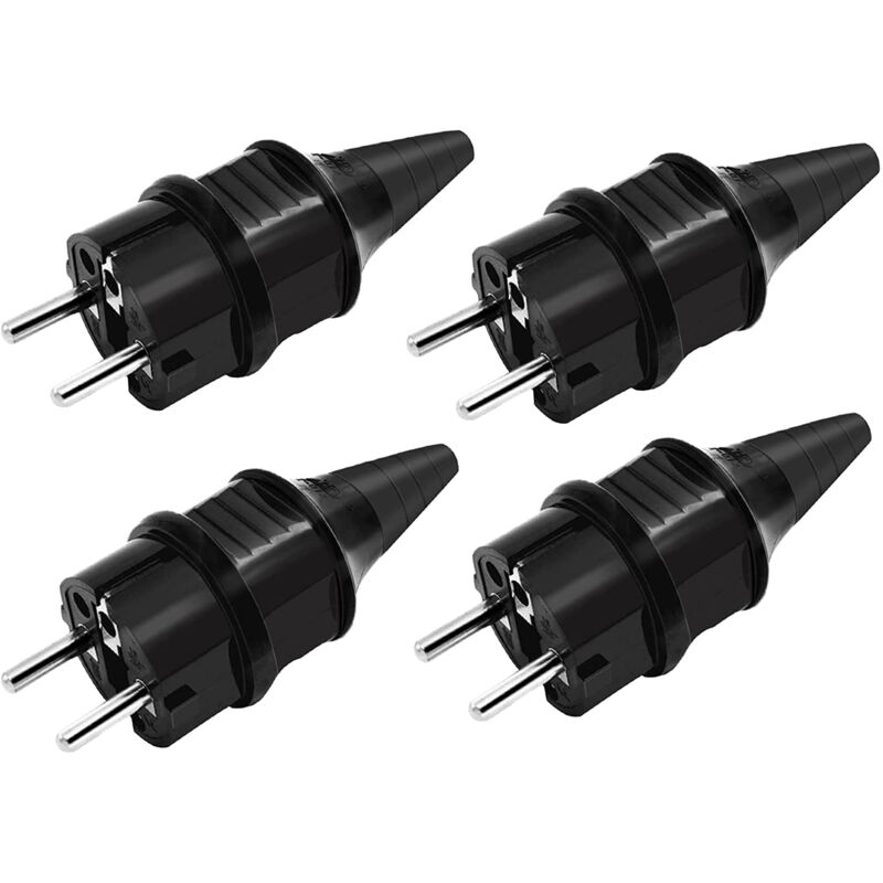 foto del prodotto odipie prese di ricambio 4 pezzi spine elettriche maschio standard, 4 spine elettriche con contatto di messa a terra in gomma 250 v 16 a , prese