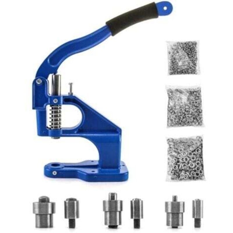foto del prodotto odipie pressa per occhielli, macchina per punzonatura di occhielli, pressa per occhielli con 3 matrici e 1500 occhielli, per pelle e tessuto..