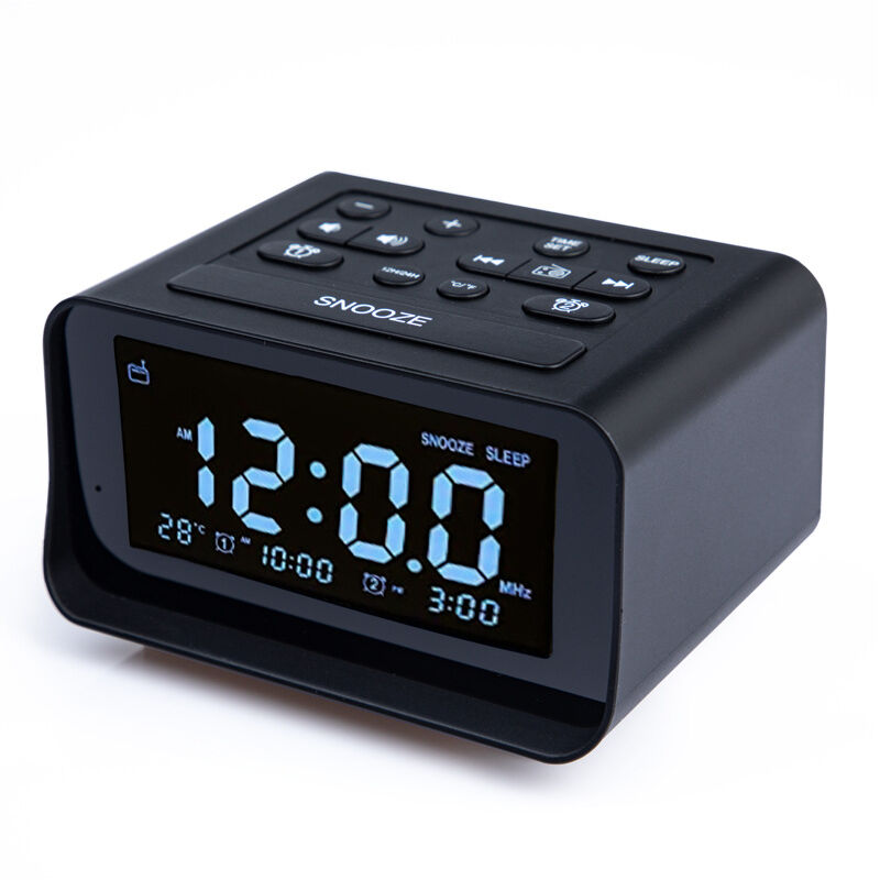 foto del prodotto odipie radiosveglia digitale con doppio caricatore usb per camera da letto, volume sveglia e luminosit regolabili nero 