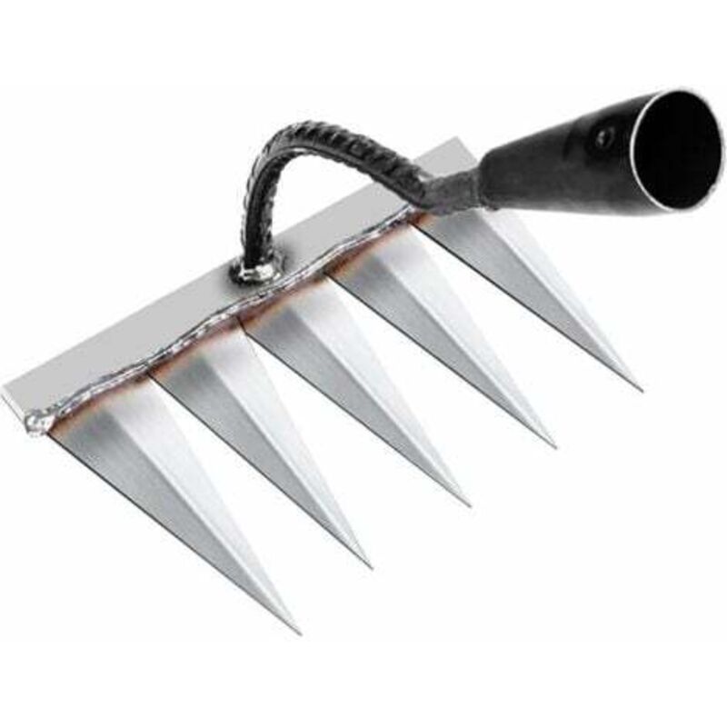 foto del prodotto odipie rastrello da giardino rastrello tradizionale in acciaio al carbonio, rastrello a denti, per diserbare districare seminare 5 denti in