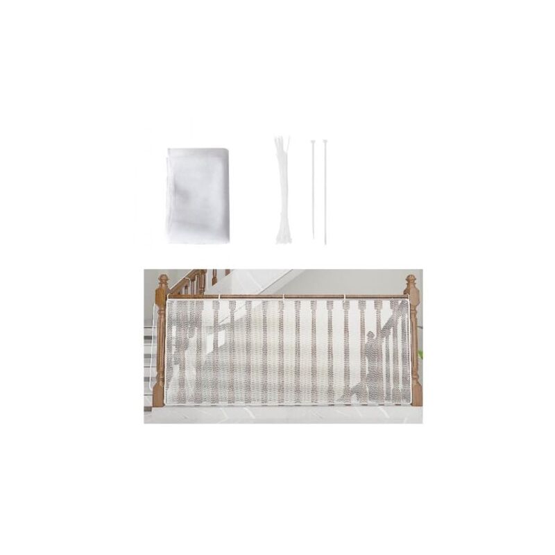 foto del prodotto odipie rete di sicurezza per bambini bianca, 300 x 79 cm, per balconi e scale, regolabile e resistente, per gatti e giocattoli.