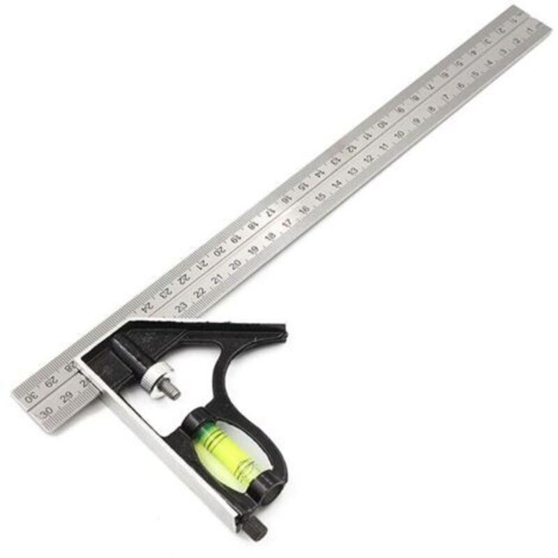 foto del prodotto odipie righelli per disposizione quadrata, strumenti di misurazione, squadra combinata da 300 mm, righello angolare combinato in acciaio