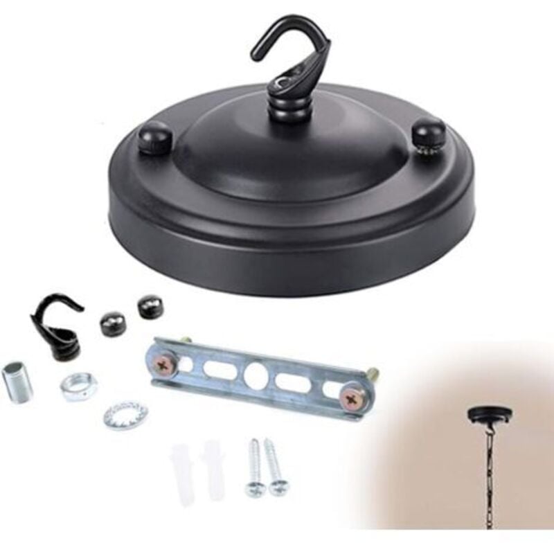 foto del prodotto odipie rosone da soffitto in metallo nero, rosone da soffitto, lampada da soffitto con attacco a sospensione, piastra da soffitto vintage, piante