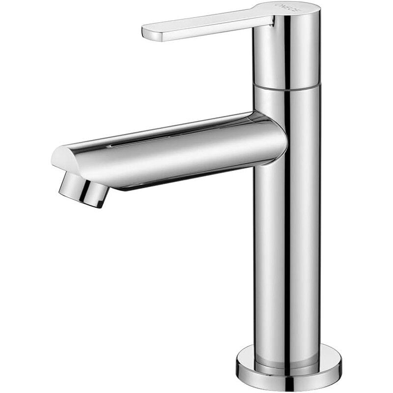 foto del prodotto odipie rubinetto per lavabo solo acqua fredda, miscelatore per bagno in ottone resistente, aeratore estraibile, rubinetto per bagno ospiti,