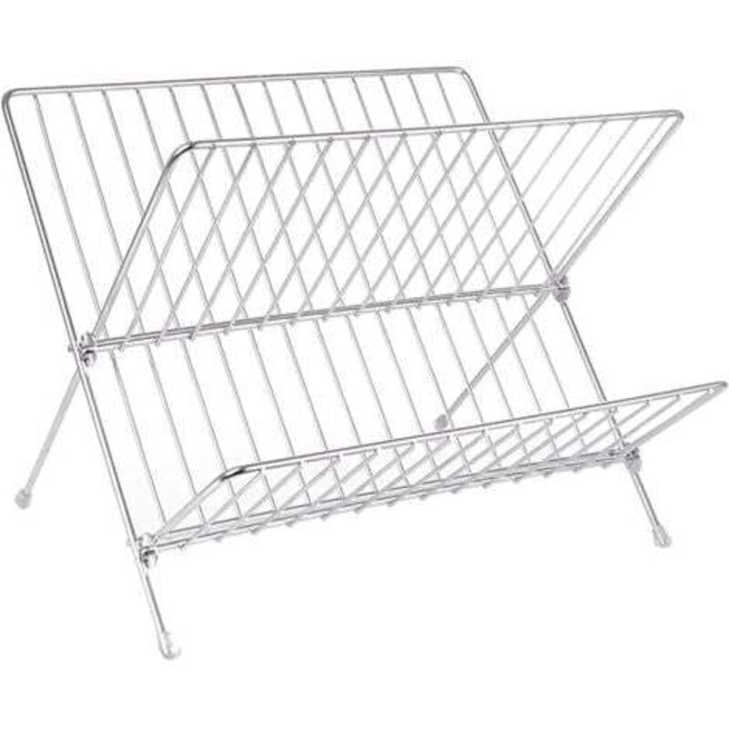 foto del prodotto odipie scolapiatti. scolapiatti pieghevole minimalista, di grande capacit , a due livelli, in acciaio inox a forma di x.