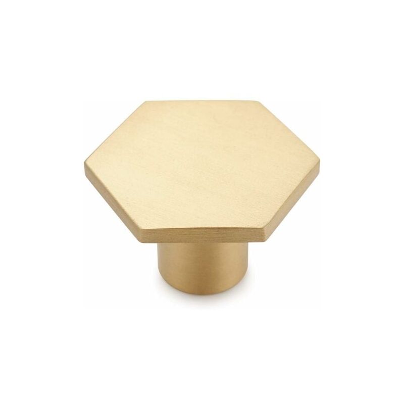 foto del prodotto odipie set di 10 pomelli per porte in ottone massiccio per armadi, cassetti e armadietti, esagono dorato 22 x 18 mm