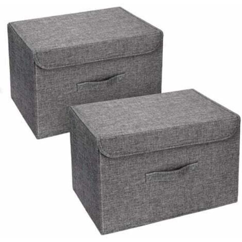 foto del prodotto odipie set di 2 contenitori lavabili, contenitori pieghevoli per vestiti per casa, ufficio, cameretta, armadio, camera da letto grigio 