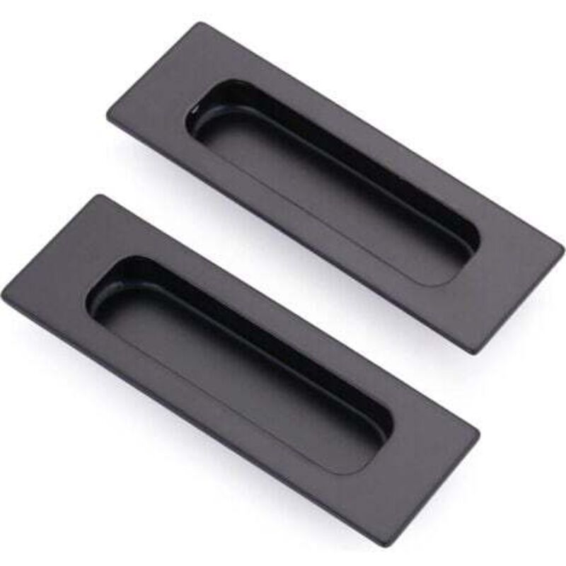 foto del prodotto odipie set di 2 maniglie rettangolari ad incasso per porte scorrevoli 12 x 4 x 1,2 cm in acciaio inox nero opaco