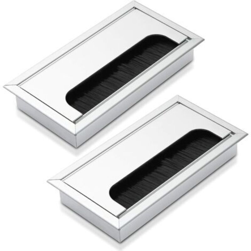 foto del prodotto odipie set di 2 passacavi per scrivania, 160 x 80 mm, passacavi per scrivania, alluminio, organizer per la gestione dei cavi per casa e ufficio