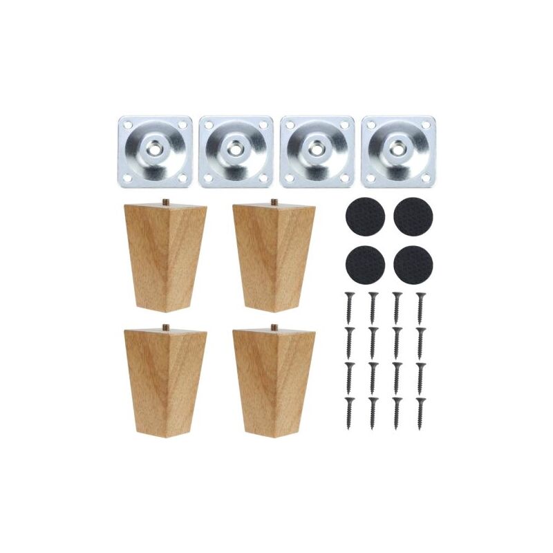 foto del prodotto odipie set di 4 gambe per mobili in legno massello, gambe quadrate affusolate per mobili, pouf, divani, cassettiere