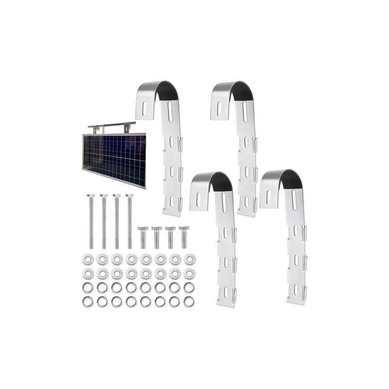 foto del prodotto odipie set di 4 kit di montaggio per pannelli solari in acciaio inossidabile, staffa per pannelli solari per balcone, staffa per stazione di