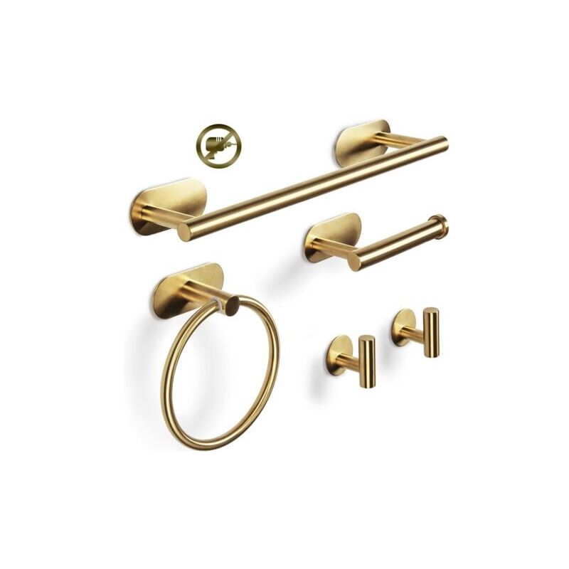 foto del prodotto odipie set di 5 portasciugamani da bagno, portasciugamani, gancio ad anello per asciugamani, acciaio inossidabile 304, non richiede foratura oro 