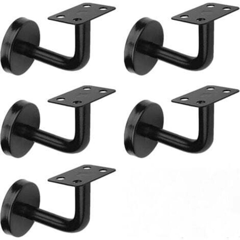 foto del prodotto odipie set di 5 staffe per corrimano per scale nere, staffe per ringhiere per scale in acciaio inossidabile, 60x80 mm, per ringhiere per scale,