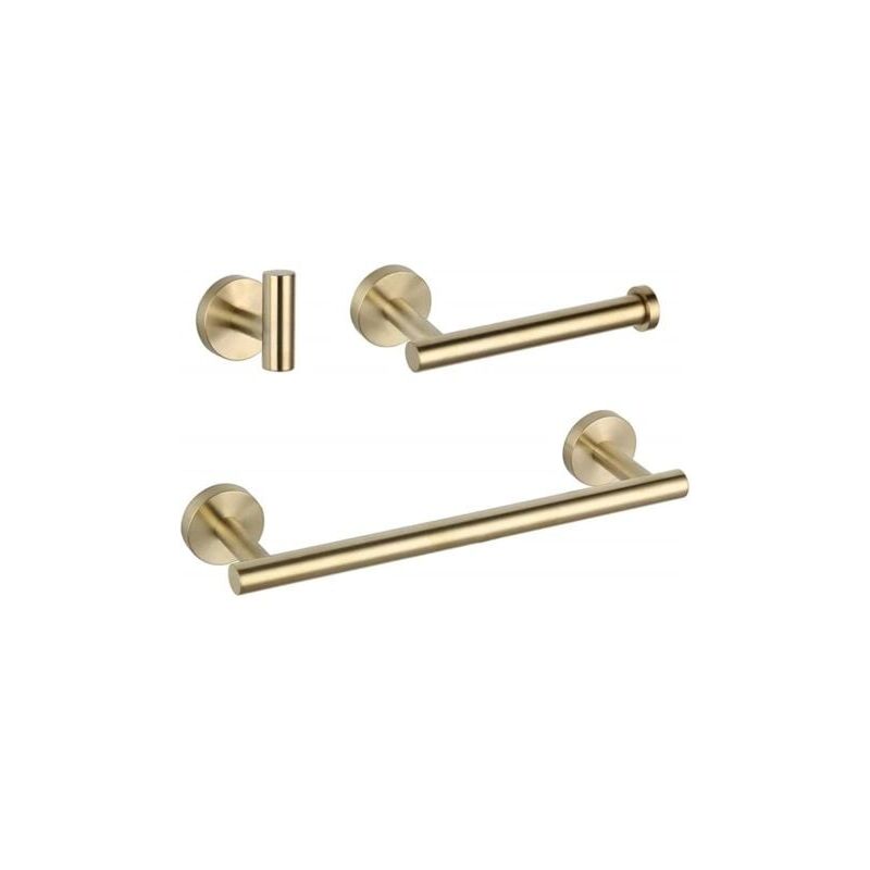 foto del prodotto odipie set di accessori da bagno in oro spazzolato, portasciugamani, porta carta igienica, gancio per cappotto e accappatoio, set da bagno in
